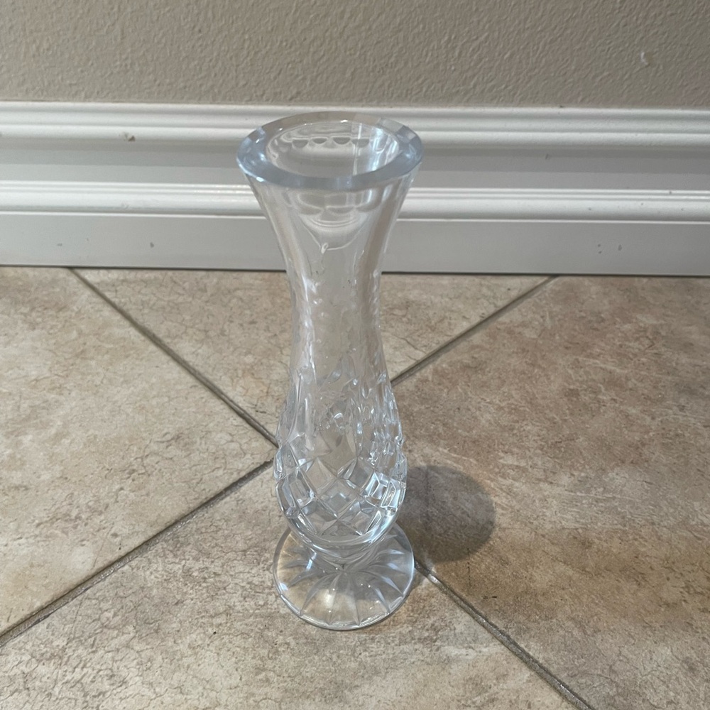 8" Vintage crystal flute vase.